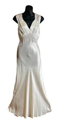 De Colección Radelle 1930-40’s Brillante Rayón Ojales Encaje Camisón Negligee Lencería 34 Foto 1 de 4