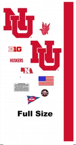 NEBRASKA CORNHUSKERS Football Helmet Decals FULL Size 8 Mil Convex Gearwrap - Picture 1 of 1