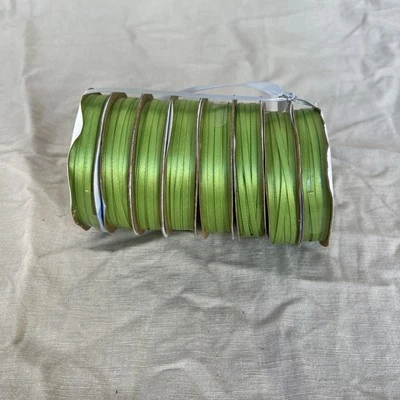 Lot of Offray Satin Green Spools Of Ribbon 1/8” At 10 Yards Per Spool - Image 1 of 3