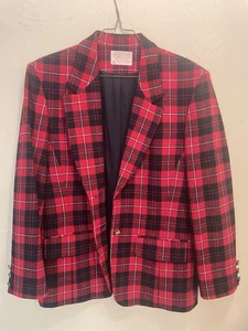 Vintage Pendleton Blazer Jacke Damen Größe 8 rot kariert Schurwolle USA - Bild 1 von 11