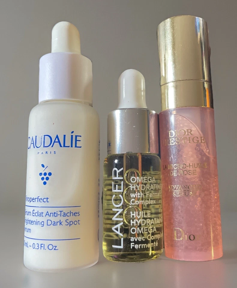 3 Lux Minis - Suero Caudalie Manchas Oscuras, Aceite Hidratante Lancer, Suero Dior Prestige Foto 1 de 4