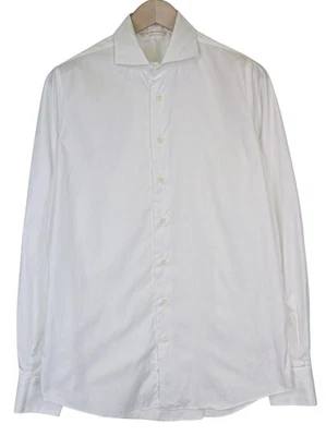 Suitsupply Uomo Camicia Formale ~ S Extra Slim Bianco Puro Cotone Twill Classico - Immagine 1 di 4
