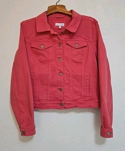 Loft JEANSJACKE LACHS ROSA GR. L ROHER SAUM BAUMWOLLE mit STRETCH - Bild 1 von 11