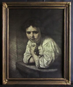 Vintage Lithograph after Rembrandt Girl at a Window by Edward Gross Co., N.Y. - Imagen 1 de 4