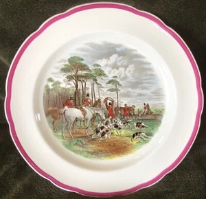 Fox Hunt Hunting Spode Dinner Plate The Death Magenta Rim - Picture 1 of 4