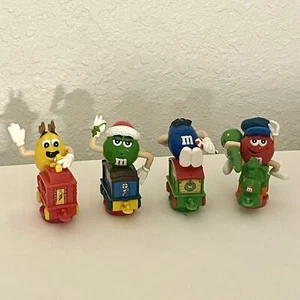 M&M's Christmas Train Set 4 Holiday Collectible Red Blue Yellow Green - Picture 1 of 9