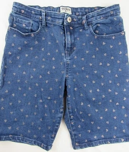 Osh Kosh B'Gosh Girls Size 12 Denim Shorts with Gold Hearts ~ Adjustable Waist - Picture 1 of 7