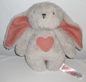 Primark Cares Grey & Pink Bunny Rabbit Plush Baby Lovey Stuffed Toy Gray Heart - Picture 1 of 4