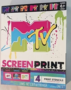 MTV Screen Print Kit NEW Frame Mesh Screen Squeegee Stencils Inks I LOVE MY MTV - Picture 1 of 2
