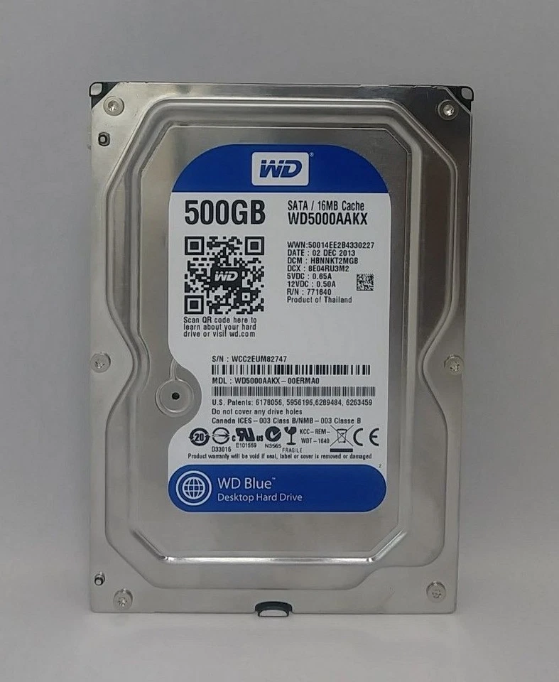 Western Digital WD Blue 500GB Internal 7200RPM 3.5" (WD5000AAKX) HDD - SATA - Image 1 of 4