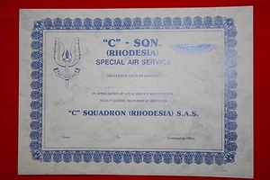 RHODESIAN RHODESIA ARMY SAS SPECIAL AIR SERVICE C SQUADRON SERVICE DIPLOMA COPY - Picture 1 of 1