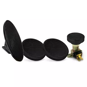 Oval Floor Mount Gas Pedal, Round Brake/Clutch/Dimmer Pad Black Billet muscle - Picture 1 of 19