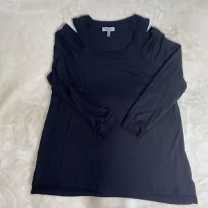 Kenneth Cole Reaction Womens XXL Shirt Knit Top Cross Blouse Black NWT - Picture 1 of 7