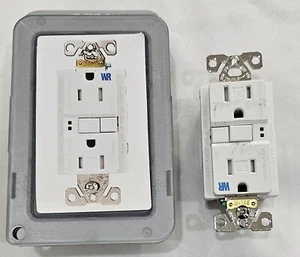 Eaton GFCI Self Test 20A-125V Receptacle With Heavy Duty Weatherproof Cover Grey - Picture 1 of 9