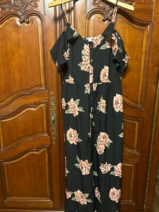 xhilaration ladies black floral dress size large maxi length - Picture 1 of 4