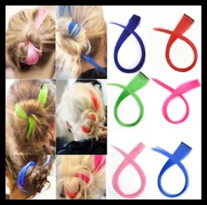 Bunte Haarverlängerung mit Clip Extensions Haarsträhnen 60cm lang Kunsthaar - Bild 1 von 3