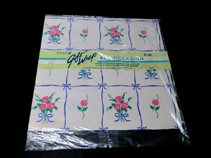 VTG 1970s Cleo Wrapping Paper Pink Roses Gift Wrap Flat Folds Woman - Picture 1 of 4
