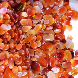 10 Pcs Natural AAA Orange Onyx Mix Shape Loose Cabochon Gemstone Lot 10-20 mm - Picture 1 of 9