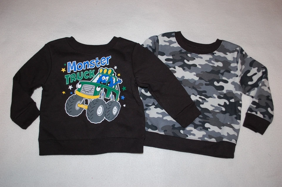 LOTE 2 MOLETOM BEBÊ MENINOS preto cinza camuflado MONSTER TRUCK tamanho 12 MO - Imagem 1 de 1