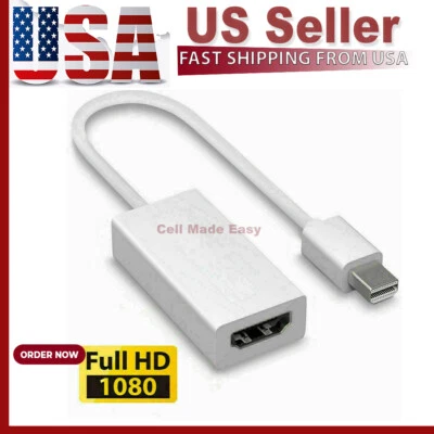 Mini Display Port DP Thunderbolt to HDMI Adapter Cable For Laptop Desktop PC - Image 1 of 4
