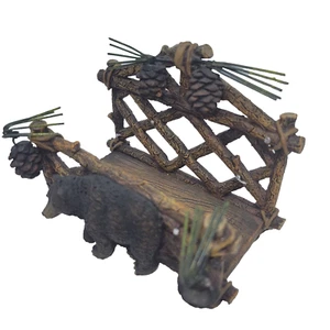 Western Letter Holder - Black Bear w/Branch Pinecones Resin by Slifka - Picture 1 of 11