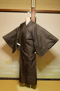 Herrenseide? Kombigewebe? Kimono japanisches Vintage Kleid 139 cm/1133 - Bild 1 von 7