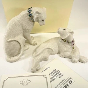 Lenox White Tigers Figurines Jeweled Elegance Gem Cats w/box & COA - Picture 1 of 8