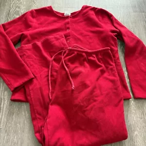 Old Navy Damen roter Fleece Pullover PJ Set Größe M Oberteil L Unterteil - Bild 1 von 4