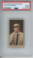 1912 T207 Recruit Little Cigars WALTER JOHNSON Brown Background PSA 2 (MK)