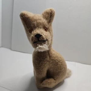 Retro Stuffed Animal Puppy Dog Brown Vintage Handmade 11" Sitting - Picture 1 of 9