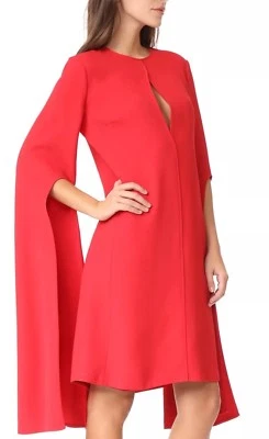 Narciso Rodriguez Cape-Sleeve Viscose Dress, Red Top $$$, brand new with tag - image 1 of 4