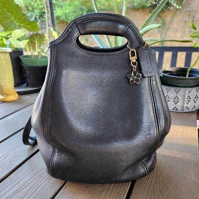Mochila de cuero Coach 9994 vintage años 90 con cordón negra 1996 + etiqueta colgante Foto 1 de 4