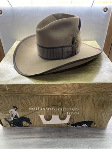 Cappello cowboy vintage Resistol Saddlehorn Canyon taglia 7 - molto bello nella scatola originale - Foto 1 di 16