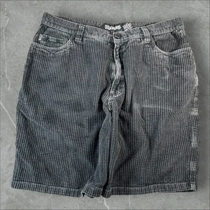 Billabong Corduroy Shorts Mens 36 Black Y2K Baggy Wide Leg 00s 90s Surf Hip Hop - Picture 1 of 7