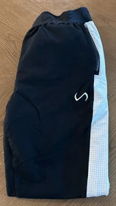 TLF Jogginghose Herren L schwarz weiß zweifarbig Sweatpants sportlich Reißverschlusstasche Stretch - Bild 1 von 4
