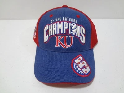 2008 NCAA Kansas Jayhawks 5x National Champs Strapback Hat TOW NEW NWOT Y2K - Image 1 of 4