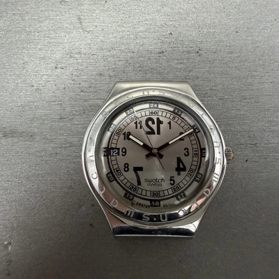 Reloj Swatch Irony Big BACKWARD Hombre 37mm Esfera Plateada Acero Fecha YGS401 Nuevo Batt Foto 1 de 4