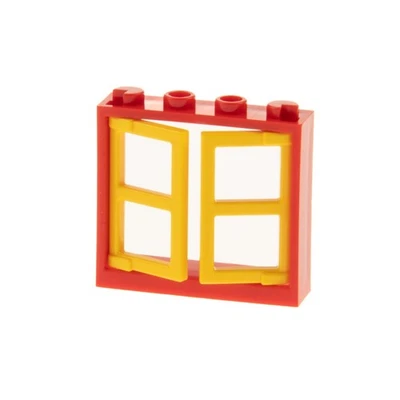 1x LEGO Window Frame 1x4x3 Red 2 Wings Store 1x2x3 Yellow Dick 60608 60594 - Image 1 of 2