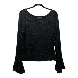 XScape Schwarz Slinky Material Schimmer Y2K Top XL Vintage Disco Whimsigoth - Bild 1 von 8