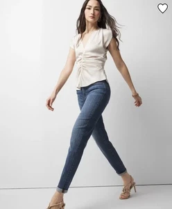 white house black market  Mid Rise Girlfriend Jean Size 00 Dark Blue - Picture 1 of 11