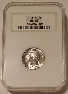 NGC 1945 S Jefferson Silver Nickel MS67 OH Light Toning - Picture 1 of 4