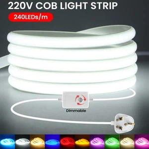 220V Neon COB LED Strip Lights Dimmable IP67 Flex Neon Lights Waterproof Outdoor - Picture 1 of 34