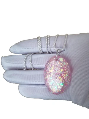Opal Set Sherbert Pink Oval Resin Opal Pendant & Earrings in 925-Sterling Silver - Image 1 of 4