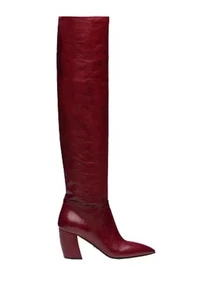 Botas sin cordones Prada de cuero borgoña cubanas holgadas - Talla 39 - Imagen 1 de 10