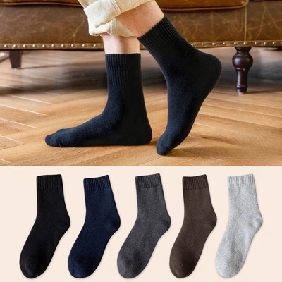 5/10 pares de calcetines de algodón para hombre calcetines gruesos de invierno colores cálidos suaves Foto 1 de 4