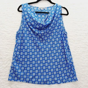 Cowl Neck Blouse Size L Royal Preppy Casual Office Chic Workwear Light Academia - Picture 1 of 11