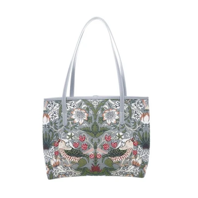Strawberry Thief Shoulder Handbag Grey Floral College Tote Bag Signare Tapestry - Image 1 of 4
