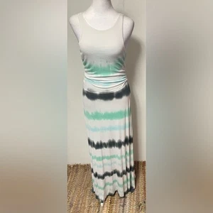 Maxi Vestido Verde Dragón Acanalado Tie Dye Rayas Acanalado Acanalado Boho Verano Talla Mediana - Imagen 1 de 8