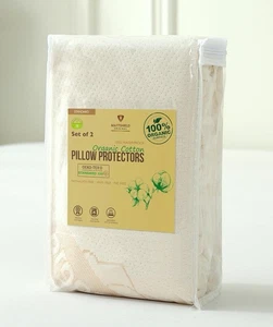 Confezione 2 Protezioni Cuscino Deluxe Cotone Biologico - Standard - Standard, Avorio - Foto 1 di 7