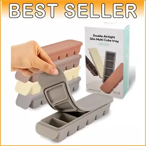 Airtight Silicone Freezer Trays - 6-Cup Baby Food Containers with Lid - Picture 1 of 8